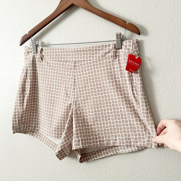 Spanx Sunshine Shorts UPF 50 4” Inseam Tan & White Shorts Women's Size Large NEW - Picture 3 of 10
